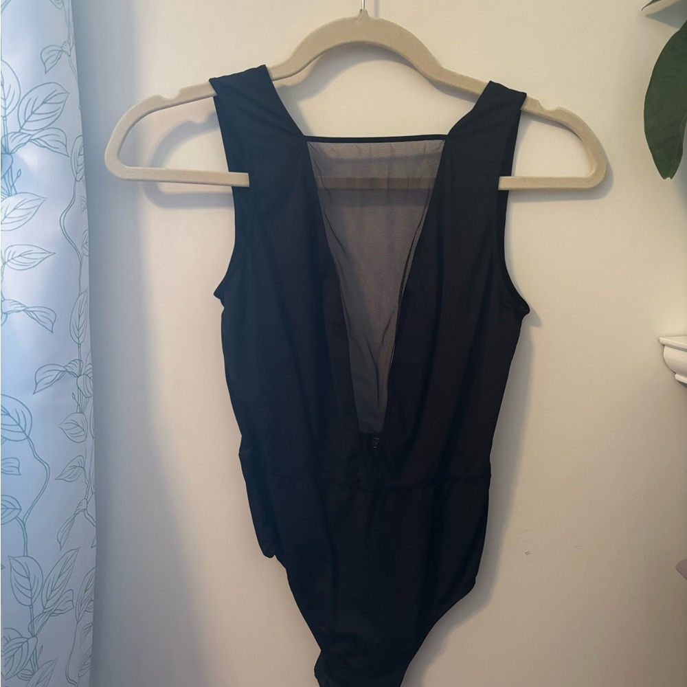 Victoria's Secret Black Bodysuit with Plunging Neckline and High-Cut Sides